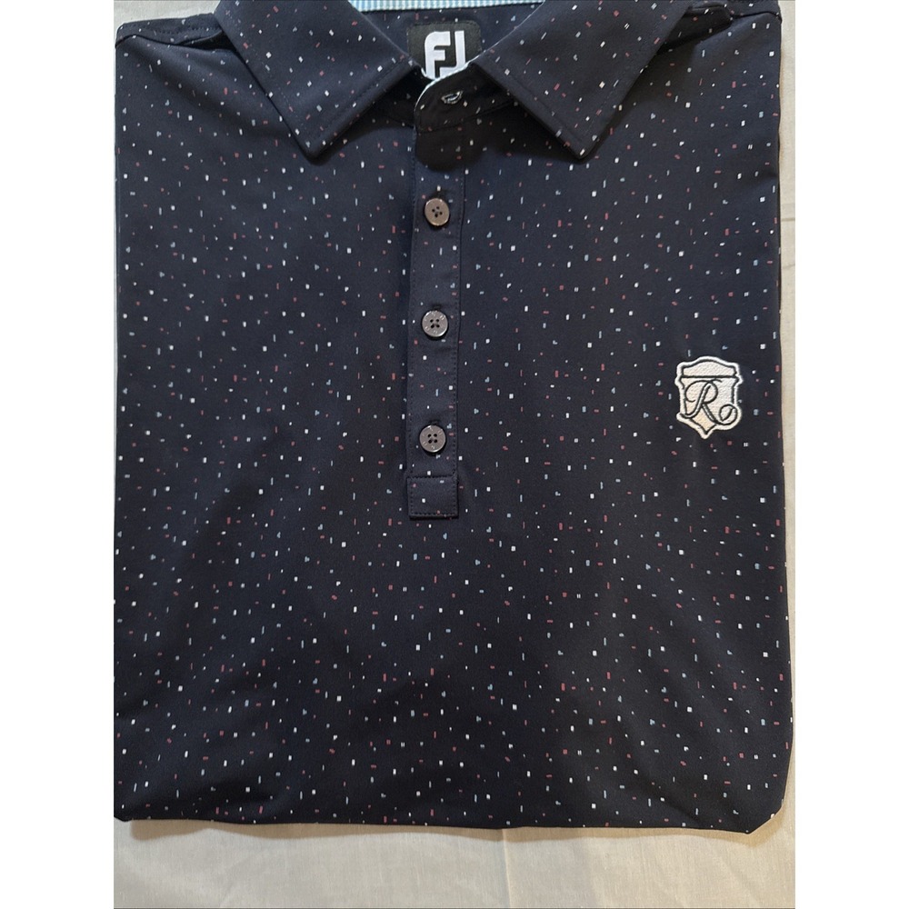 FootJoy Men's Navy Patriotic Fleck Short Sleeve Comfort Polo Shirt SZ XL